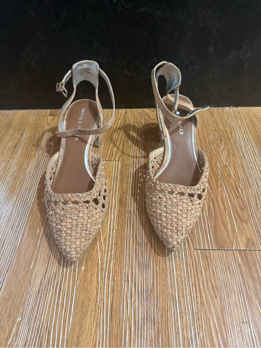 Donald Pliner Women's Salinas Sparkle Cork Heel Sandal Silver Size 10